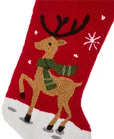 Glitzhome 19" H Hooked Reindeer Stocking