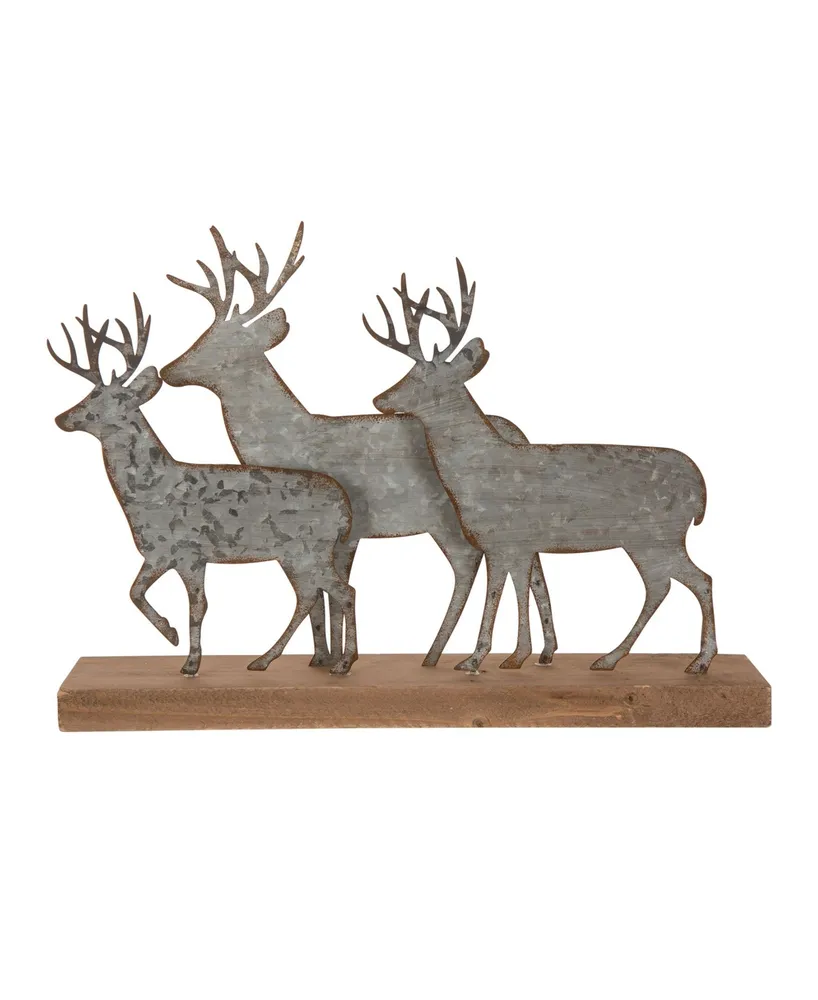 Glitzhome 13.19" L Galvanized Metal Reindeer Table Decor