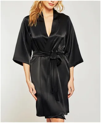 iCollection Women's Marina Lux 3/4 Sleeve Satin Lingerie Robe