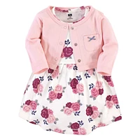 Hudson Baby Toddler Girls Cotton Dress and Cardigan 2pc Set