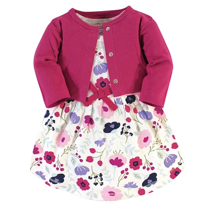Touched by Nature Toddler Girls Organic Cotton Dress and Cardigan