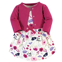 Touched by Nature Toddler Girls Organic Cotton Dress and Cardigan