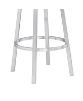 Madrid 26" Counter Height Swivel Gray Artificial leather and Brushed Stainless Steel Bar Stool