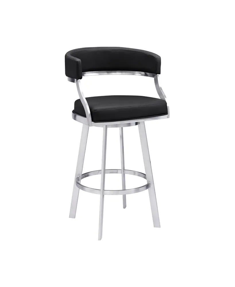Saturn 26" Counter Height Swivel Gray Artificial leather and Brushed Stainless Steel Bar Stool