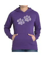 La Pop Art Women's Word Hooded Sweatshirt -Woof Paw Prints