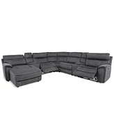 Hutchenson 7-Pc. Fabric Chaise Sectional with 2 Power Recliners and 2USB Consoles