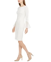 Calvin Klein Chiffon-Bell-Sleeve Sheath Dress