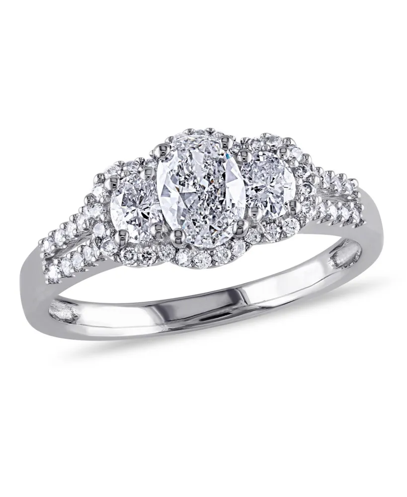 Oval-Cut Certified Diamond (1 ct. t.w.) 3-Stone Engagement Ring 14k White Gold