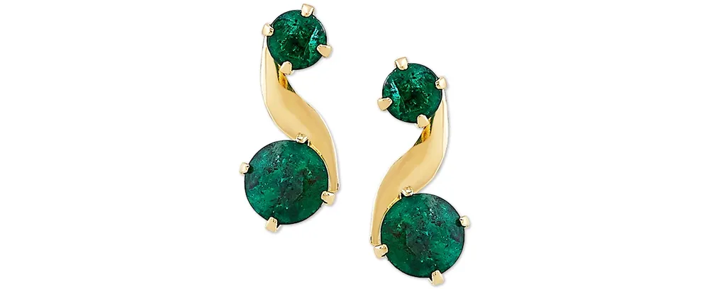 Emerald Swirl Drop Earrings (3/4 ct. t.w.) in 10k Gold