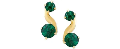 Emerald Swirl Drop Earrings (3/4 ct. t.w.) in 10k Gold