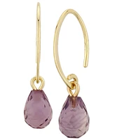 Gemstone Briolette Drop Earring 14k Yellow Gold Available Amethyst, Citrine, and Peridot.