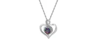 Birthstone Gemstone & Diamond Accent Heart Pendant Necklace in Sterling Silver