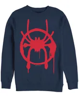 Marvel Men's Spider-Man Into the Spider-Verse Miles Morales Chest Logo, Crewneck Fleece