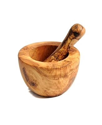 BeldiNest Olive Wood Flat Edge Pestle and Mortar