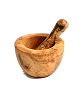 BeldiNest Olive Wood Flat Edge Pestle and Mortar