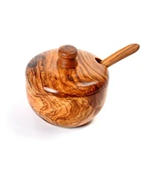 BeldiNest Olive Wood Sugar Bowl with Spoon