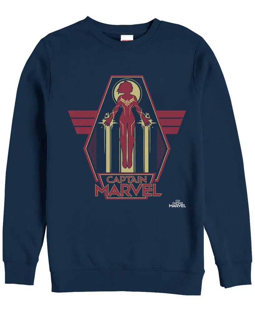 Marvel Men's Captain Take Flight Silhouette, Crewneck Fleece