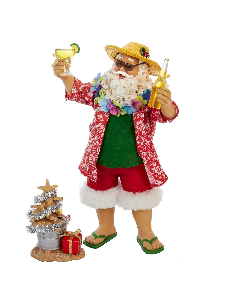 Kurt Adler 10-Inch Fabriche' Beach Santa Set of 2 Pieces