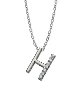 Cubic Zirconia Initial Pendant Necklace in Sterling Silver