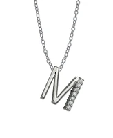 Cubic Zirconia Initial Pendant Necklace in Sterling Silver