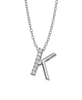 Cubic Zirconia Initial Pendant Necklace in Sterling Silver