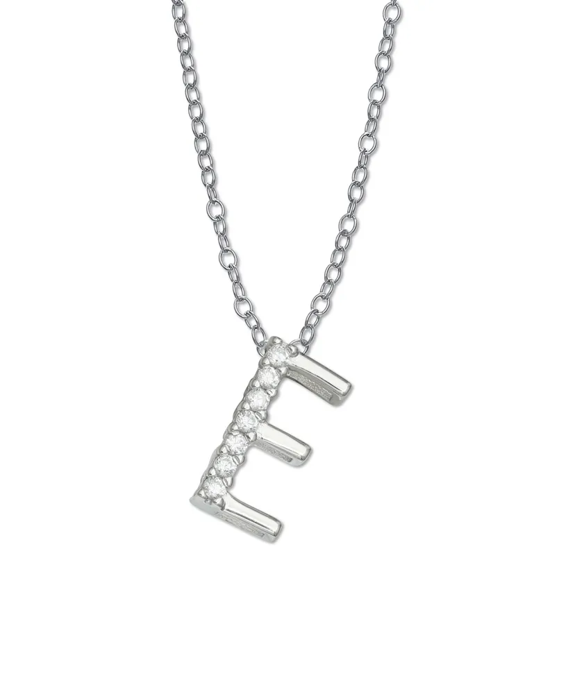 Cubic Zirconia Initial Pendant Necklace in Sterling Silver