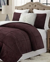 Cathay Home Inc. Plush Faux Fur and Sherpa Reversible Comforter Set, King/California King