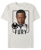 Marvel Men's Captain Nick Fury Id Portrait, Short Sleeve T-shirt