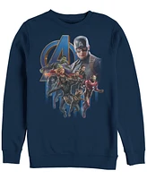 Marvel Men's Avengers Endgame Classic Logo Captain America Group, Crewneck Fleece