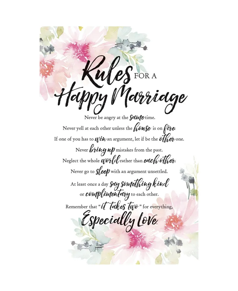 Dexsa Rules for Happy Marriage Woodland Grace Series Wood Plaque with Easel, 6" x 9"