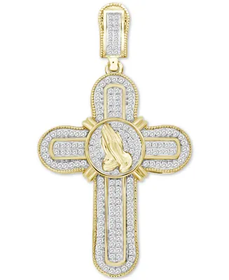 Men's Diamond Praying Hands Cross Pendant (1/2 ct. t.w.) in 10k Gold