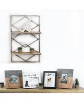 American Art Decor Wood and Hanging Shelf Rack