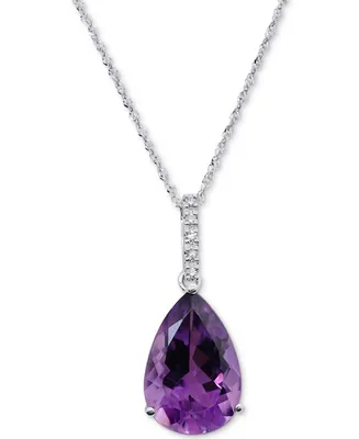 Amethyst (4-1/2 ct. t.w.) & Diamond Accent 18" Pendant Necklace in 14k White Gold