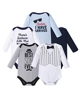 Hudson Baby Baby Boy Long Sleeve Bodysuit, 5-Pack