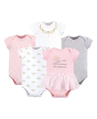 Little Treasure Baby Girls Cotton Bodysuits 5pk, Princess, 12-18 Months
