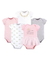 Little Treasure Baby Girls Cotton Bodysuits 5pk, Princess, 12-18 Months
