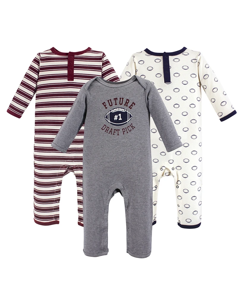 Hudson Baby Baby Boys Hudson Cotton Coveralls 3pk, Football