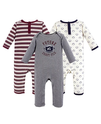 Hudson Baby Baby Boys Hudson Cotton Coveralls 3pk, Football