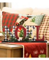 Glitzhome Wooden Plaid "Noel" Table Decor