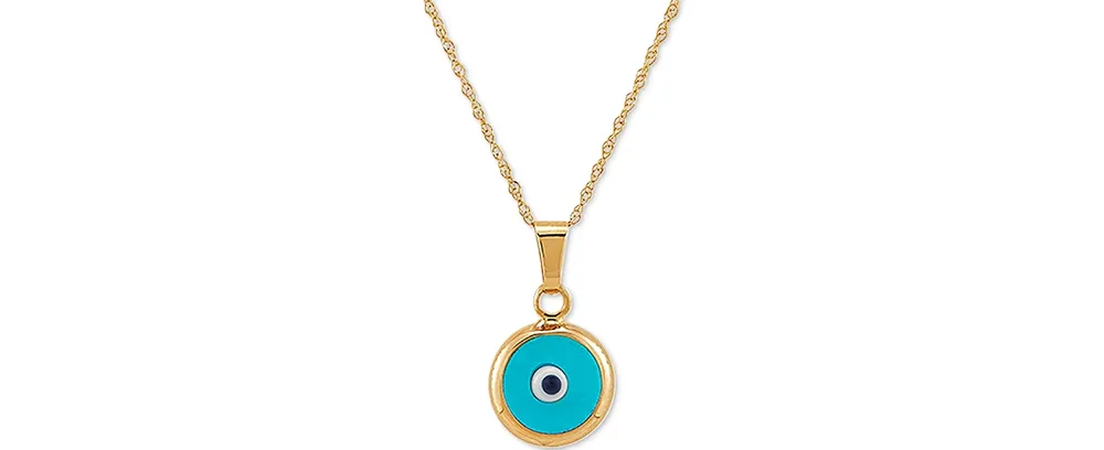 Enamel Evil-Eye 18" Pendant Necklace in 10k Gold