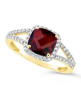 Garnet (2 ct. t.w.) and Lab Grown White Sapphire (1/4 ct. t.w.) Ring in 10k Yellow Gold