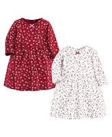 Hudson Baby Baby Girls Hudson Long-Sleeve Cotton Dresses 2pk, Winterland, 9-12 Months