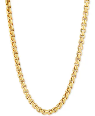 Rounded Box Link 24" Chain Necklace in 18k Gold-Plated Sterling Silver