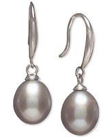 Cultured Freshwater Pearl Necklace (7-7 1/2mm) and Drop Earrings (7x9mm) Set Sterling Silver