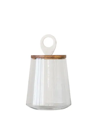 Bloomingville Clear Glass Jar with Mango Wood & Marble Lid