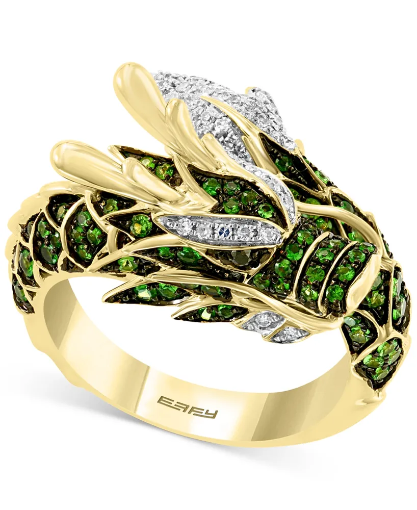 Effy Tsavorite (3/4 ct. t.w.) & Diamond (1/5 ct. t.w.) Dragon Statement Ring in 14k Gold