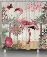 Laural Home Botanical Flamingo Shower Curtain