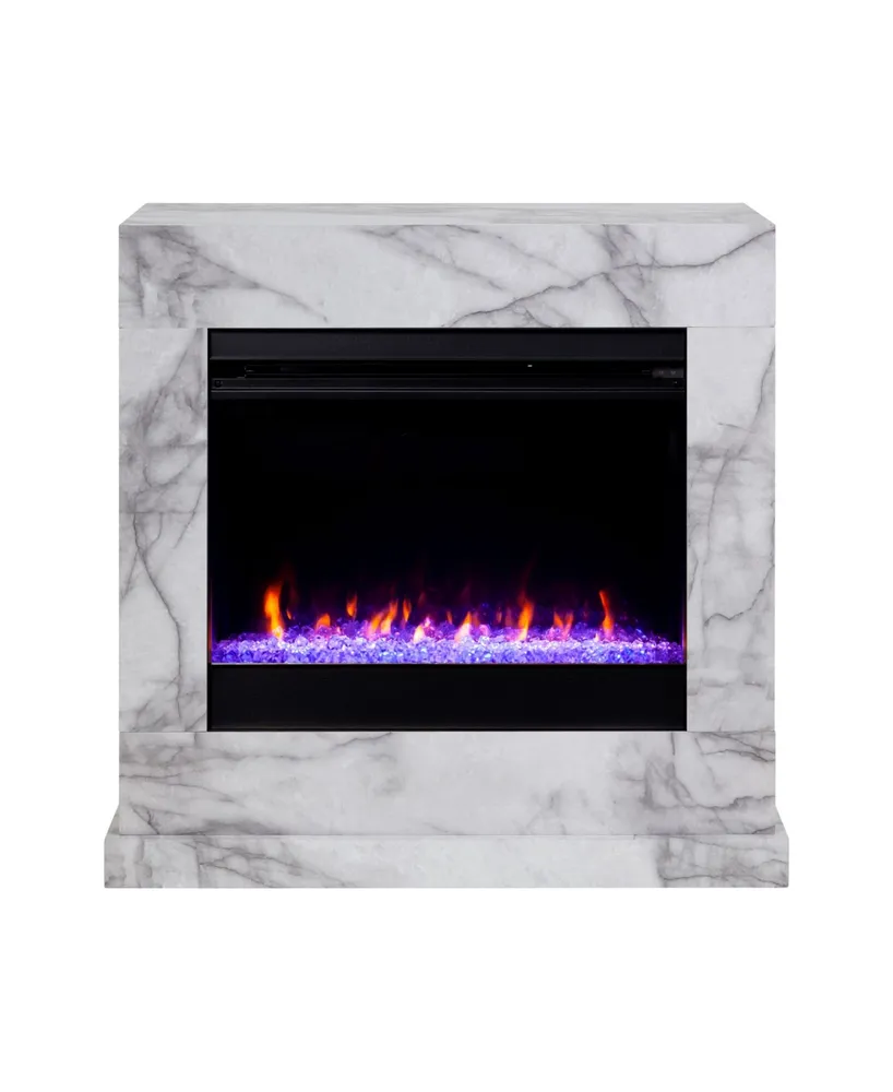 Southern Enterprises Ileana Faux Marble Color Changing Electric Fireplace