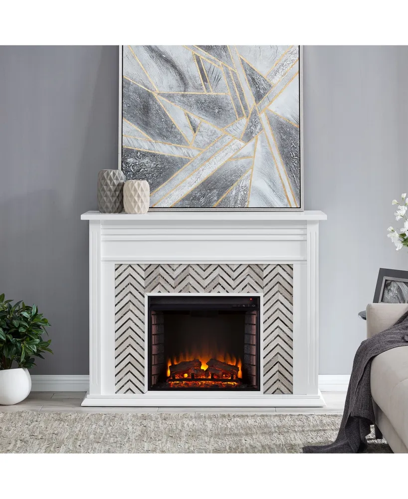 Southern Enterprises Elior Marble Tiled Electric Fireplace