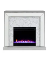 Southern Enterprises Audrey Faux Stone Mirrored Color Changing Electric Fireplace